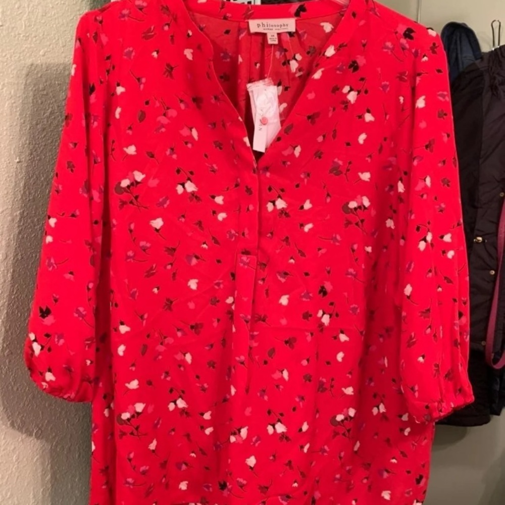 Philosophy Red 3/4 Sleeve Top! 3X